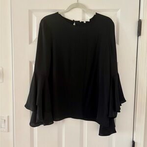 Milly Black Silk Bell Sleeve Blouse